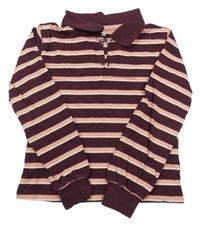 Vínovo-růžové polo triko s límečkem H&M