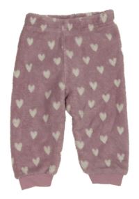 Starorůžové chlupaté tepláky se srdíčky Primark
