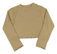 Pískové žebrované úpletové crop triko Matalan