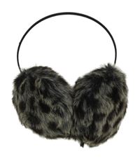 Černo-šedé leopardí chlupaté klapky na uši