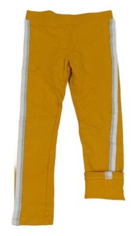 Hořčicové teplákové legíny s pruhy H&M