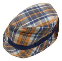 Oranžovo-modrý kostkovaný klobouk Pusblu 