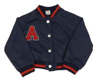 Tmavomodrá baseballová sportovní crop mikina s písmenkem 