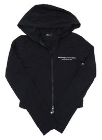 Černá lehká propínací crop mikina s nápisem a kapucí Asos