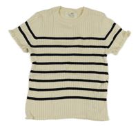 Smetanovo-černé pruhované pletené tričko H&M