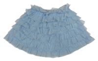 Světlemodro-stříbrná vrstvená tylová sukně H&M