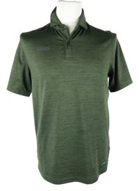 Pánské khaki melírované sportovní polo tričko Jako 