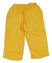 Žluté lehké culottes kalhoty s květem