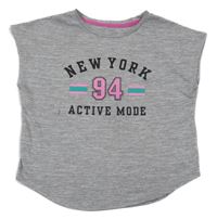 Šedé melírované sportovní tričko s nápisem H&M