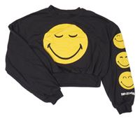 Antracitová crop mikina se smajlíkem H&M