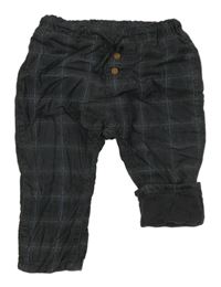 Šedo-modré kostkované podšité kalhoty H&M