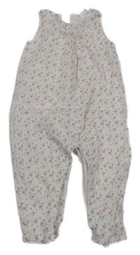 Světlerůžový květovaný podšitý kalhotový overal The Little White Company
