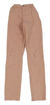 Světlerůžové skinny rifle s dírami Denim Co.