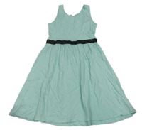 Mintové šaty s černým pasem H&M