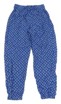 Modré lehké vzorované cuff kalhoty H&M