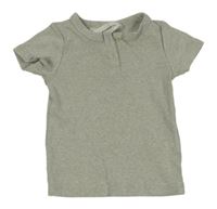 Šedé melírované žebrované tričko s knoflíky H&M