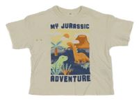 Světlebéžové tričko s dinosaury a sopkou H&M