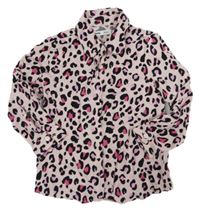 Růžovo-černá lehká halenka s leopardím vzorem Sinsay