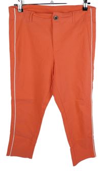 Dámské korálové skinny tregíny s pruhy 