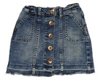 Modrá šisovaná tepláková riflová propínací sukně Denim Co.