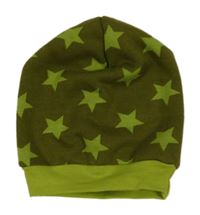 Khaki-zelená zateplená čepice s hvězdami 