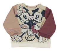 Smetanovo-pudrovo-mahagonová mikina s Minnie a Mickey C&A