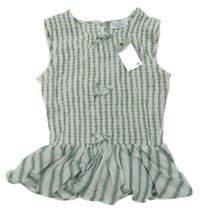 Nové - Smetanovo-zelený pruhovaný lněný top Primark