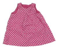 Růžovo-bílé puntíkaté manšestrové laclové šaty H&M