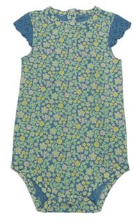 Modro-zelené květované body s madeirou 