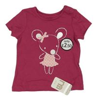 Nové - Fuchsiové tričko s myškou Mothercare