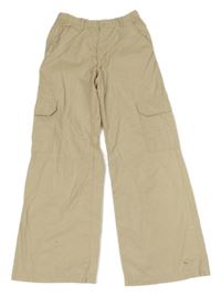 Béžové plátěné široké cargo kalhoty H&M