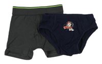 2Set - Tmavošedé trenky Kiki&Koko + tmavomodré slipy s PAW PATROL - Marshall C&A