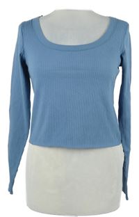 Dámské světlemodré žebrované crop triko H&M