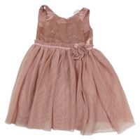 Starorůžové tylové slavnostní šaty s kytičkou H&M
