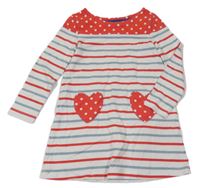 Bílo-červeno-modré pruhované šaty se srdíčky Mini Boden