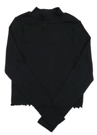 Černé žebrované crop triko M&S