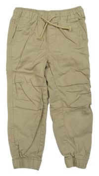 Béžové cuff plátěné kalhoty H&M