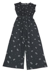 Tmavošedý květovaný culottes overal Yigga
