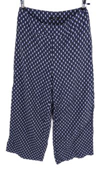 Dámské fialovo-tmavomodro-hnědé vzorované culottes kalhoty Opus 