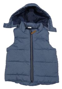Tmavomodrá šusťáková zateplená vesta s kapucí H&M