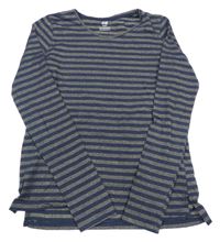 Tmavomodro-zlaté pruhované triko H&M