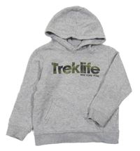 Šedá melírovaná mikina s army nápisem a kapucí H&M