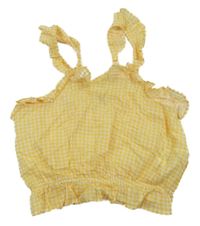 Žluto-bílý kostkovaný crop top Tiffosi