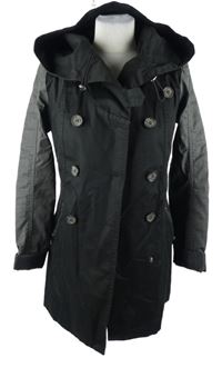 Dámský černo-šedý šusťákový jarní kabát s kapucí Only 