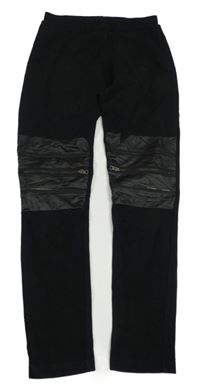 Černé legíny se zipy a koženkovými koleny Calzedonia