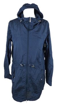 Dámský tmavomodrý šusťákový podzimní kabát s kapucí Tchibo
