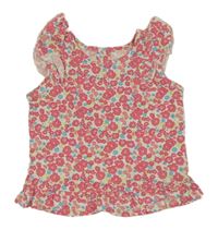 Smetanovo-růžové květované tričko s volánky Matalan