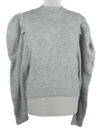 Dámský šedý svetr s balonovými rukávy H&M