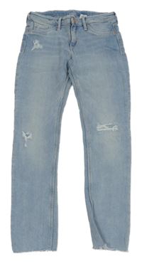 Světlemodré skinny fit rifle s dírami H&M