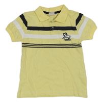 Světležluto-tmavomodro-bílé pruhované polo tričko s koněm 